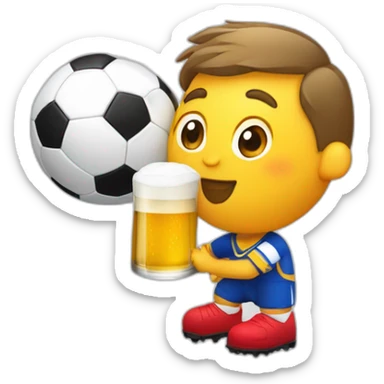 Oie qui boit une bière assis sur un ballon de soccer sticker