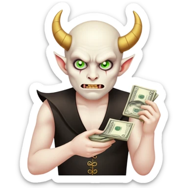 Demonio contando dinero sticker
