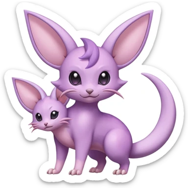 Pastel Glossy Smooth Soft Shiny Celestial Crescent Lunar Shiny Glossy Lumine Stellar Rattata-Noibat-Espeon-Purrloin-Fakemon-hybrid-creature (full body) sticker