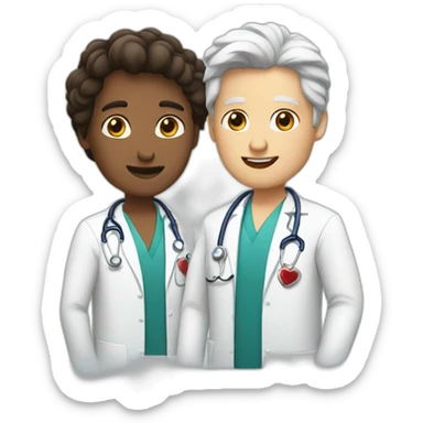 Two white doctors in love sticker