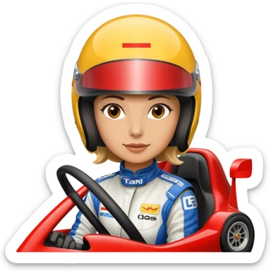 woman driving a race car sticker