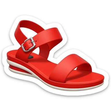 A 3D cartoon RED open-toe sandal with ankle straps and smooth curved sole, isolated plain background, Memoji-style rendering. sticker
