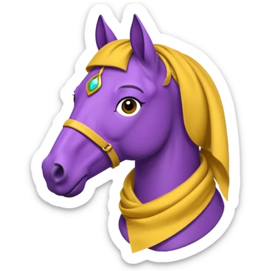 Purple horse wearing yellow scarf
 sticker