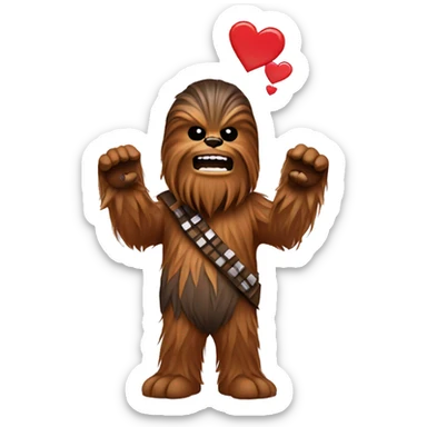 Chewbacca with heart hands sticker