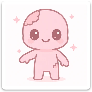 pink zombie, stylized and cute sticker