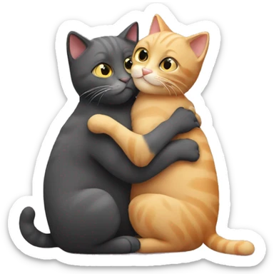 cat hugs another cat  sticker