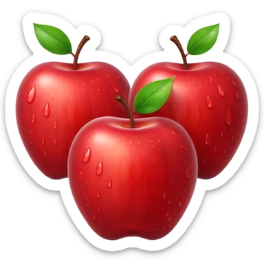 3 bi red apples with water drops on them sticker