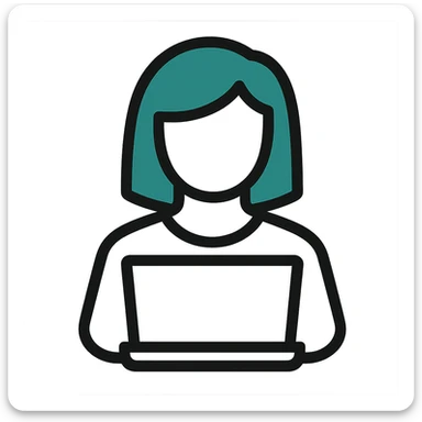 Make the face transparent, clothes as lines only, only the hair is filled in, teal icon style, keep background transparent. sticker