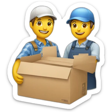 Two people handing over a carton, one for them is a farmer sticker