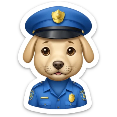  Lablador dog with a blue police cap sticker