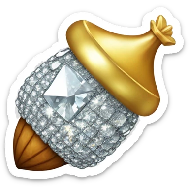 a sparkling diamond acorn, with stem of gold sticker