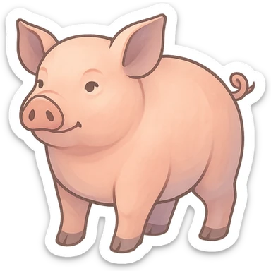 Edit the image to depict a pig as the symbol of the year in Feng Shui, in a Chinese Eastern style. Use thin, clean contours and soft rounded shapes. Apply a pastel palette with colors #98B5BC, #B5B3C1, #C9A3C9, #E4C0CA, #F7DCD1, #F7C0AA. Include detailed shadows and highlights with soft lighting. Keep the silhouette and appearance as in the reference. Make it less cute and without decorative elements. Transparent background. sticker
