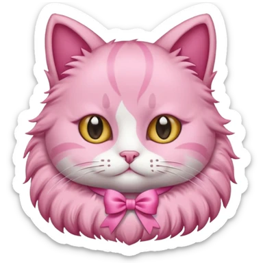 cute pink cat with a ribbon as necklace sticker