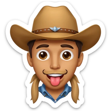 cowboy face sticking tongue out😛 sticker