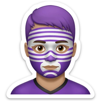 maak en emojie die paarse en witte streppen op zijn gezicht heeft want hij is een suporter van anderlecht sticker