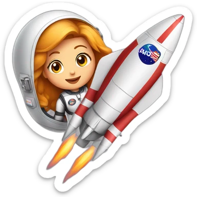 pom pro girl inside a rocket sticker