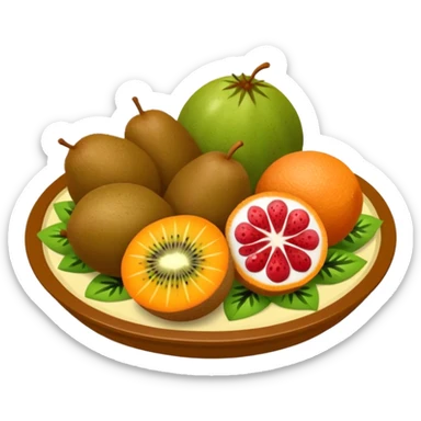 Crie uma bandeja de frutas e salgados coxinha e pão e lasanha sucos drink sticker