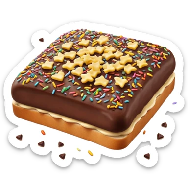 hagelslag-cinematic-realistic-hagelslag-treat-emoji,-depicted-as-crunchy-chocolate-sprinkles-scattered-on-a-slice-of-buttered-bread,-rendered-with-vivid-textures-and-playful,-inviting-lighting. sticker