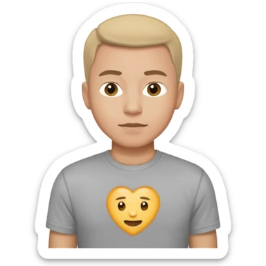 A man, shot from the center of his chest, but wearing a T-shirt, light skin tone sticker