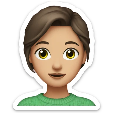 brunette girl with green eyes and a pink sweater sticker