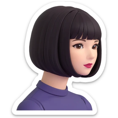 short bob haircut wig sticker