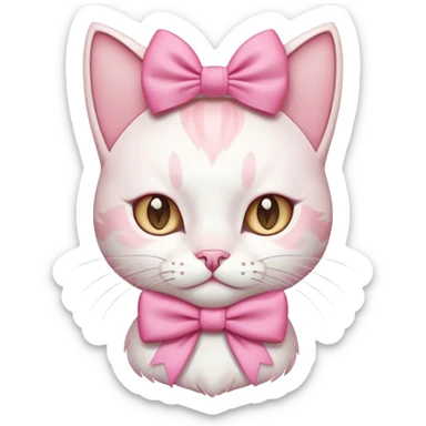 pink white cat with a pink bow sticker