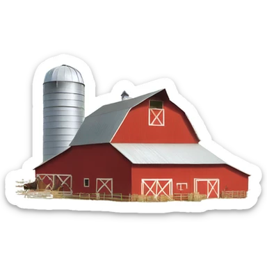 Farm with red barn sticker
