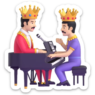 Freddie Mercury wearing crown playing piano sticker