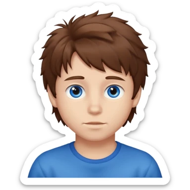 Fluffy brown hair whit blue eyes boy sticker