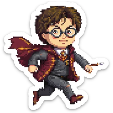 Harry Potter running urgently without any wand sticker