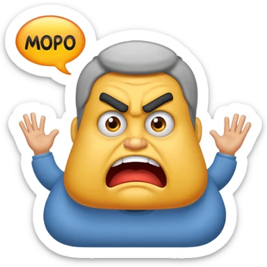 Big text "mopo" above and an angry man sticker