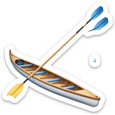 An icon showing a close-up of crossed oars, a sleek racing shell, and rippling water, symbolizing rowing. The design includes droplets in motion and a streamlined boat tip cutting through waves. Transparent background emphasizes strength, precision, and the spirit of competitive rowing sticker