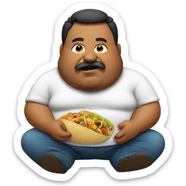 fat dad eating mexican  sticker