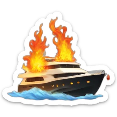 yacht going down in flames sticker