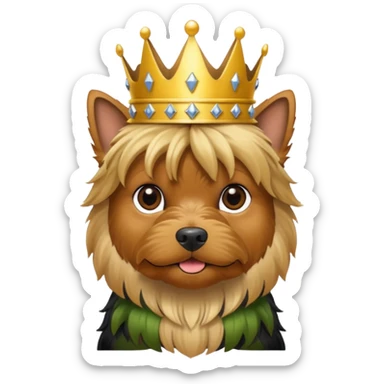 yorkshire terrier with a crown sticker