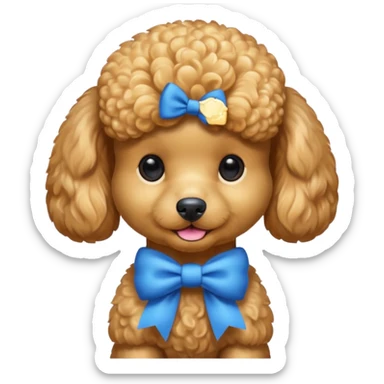 un barboncino maschio color miele piccolo con un fiocco celeste sticker