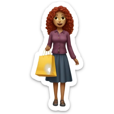 Long Burgundy haired girl, shopaholic, carrying a lot of shopping bags sticker