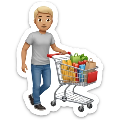 a man with a shopping cart full body sticker