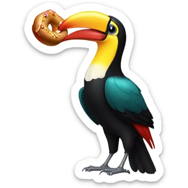 Toucan eating hot dogs sticker