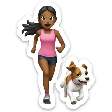 Runing girl with dog  sticker