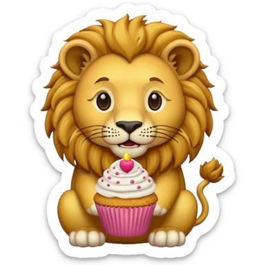 lion with cupcake sticker