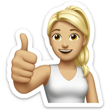 a girl with blonde ponytail thumbs up  sticker