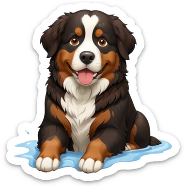 Generate a Bernese Mountain Dog that is just taking care of physiological needs sticker