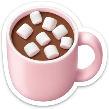 Light Pink mug of hot chocolate with marshmallows  sticker