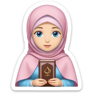Turkish beautiful finish Konya girl blue eyes with hijab and Sakura dress have Quran  sticker