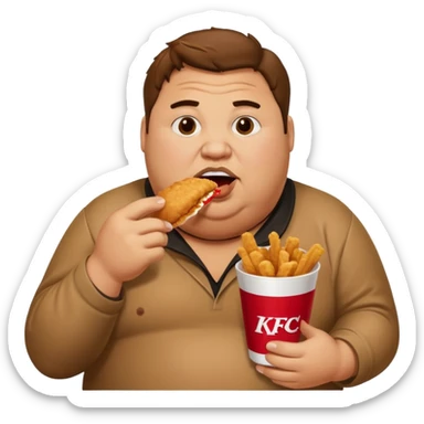 A fat guy eating kfc  sticker