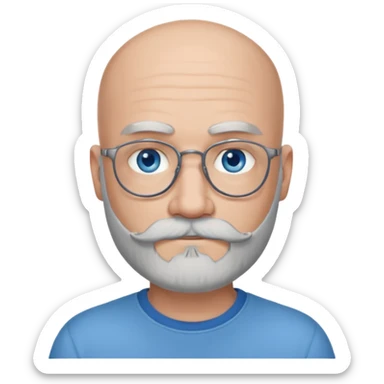 Bald man with blue eyes grey beard and moustache. Hipster.  sticker