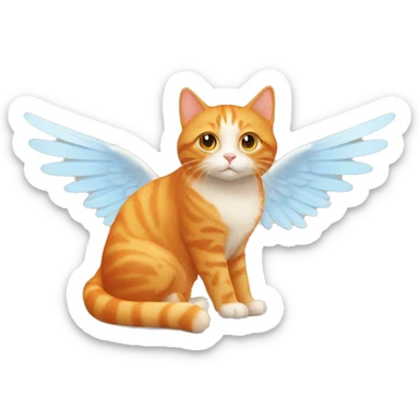orange cat with halo and wings sticker