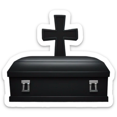 a black coffin with a cross sticker