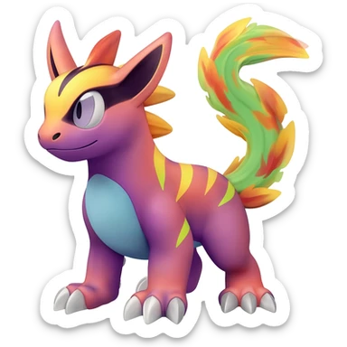 Colorful Exotic Pokémon-Fakémon-hybrid-creature (full body) sticker